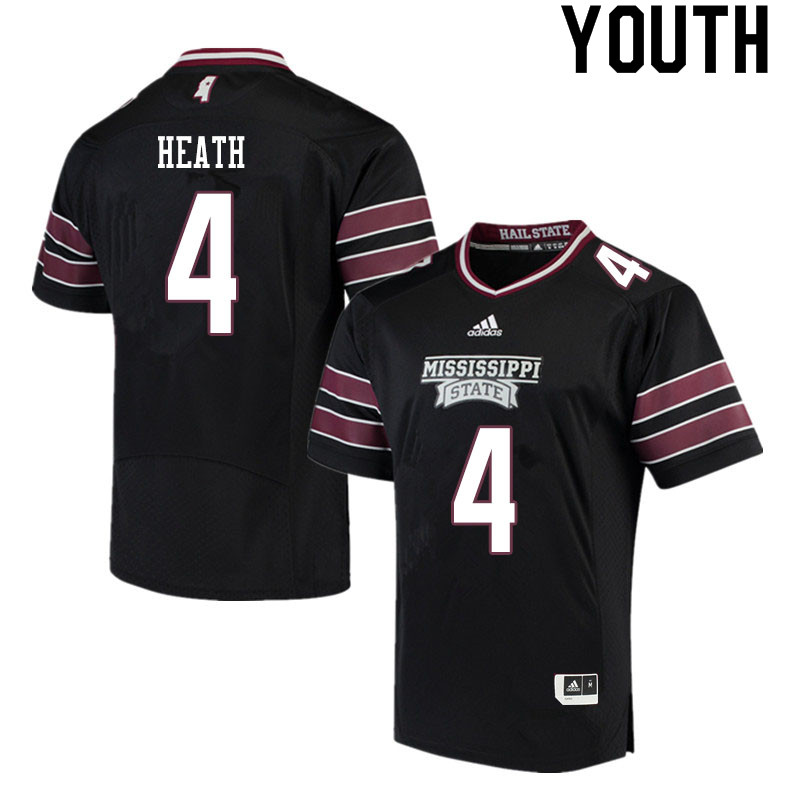 Youth #4 Malik Heath Mississippi State Bulldogs College Football Jerseys Sale-Black